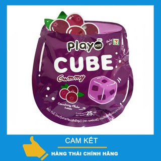 Kẹo dẻo dạng thạch vị nam việt quất thái lan - Play More Cube Gummy Cranberry Flake Inside loại mới 2019