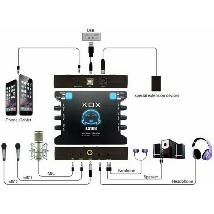 Sound card XOX K10/KS108 TẶNG KÈM CÁP KẾT NỐI ÂM THANH BH 6 tháng