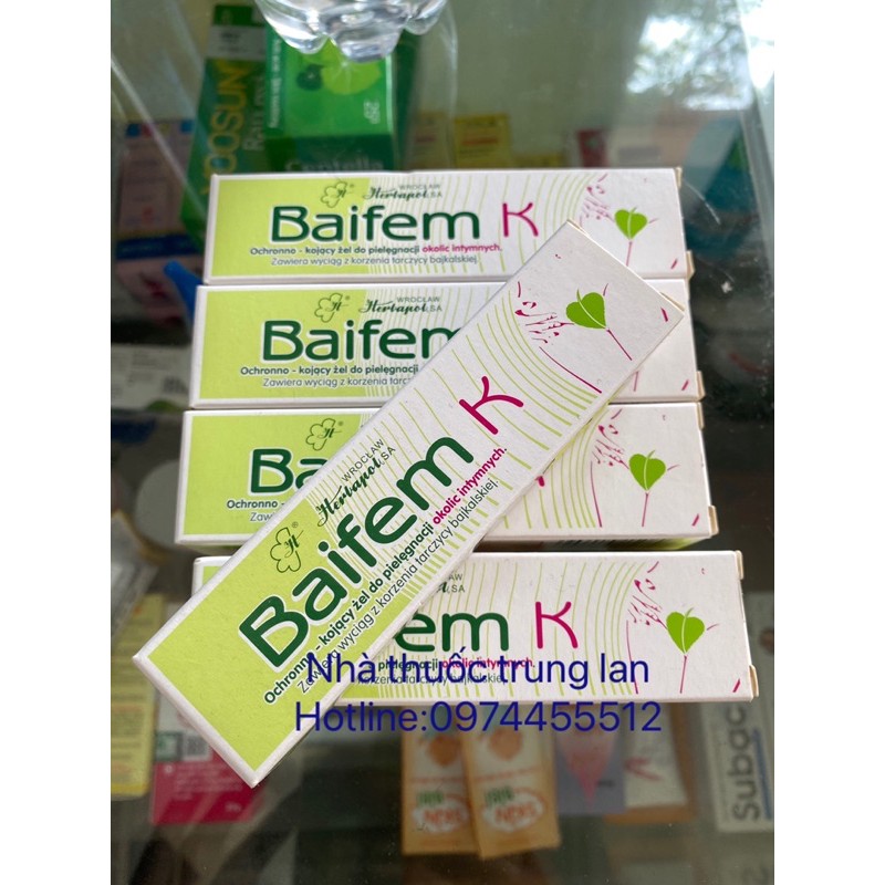 GEl BAIFEM K làm giảm kích ứng mẩn đỏ da do nhiều nguyên nhân,an toàn cho trẻ sơ sinh,phụ nữ có thai và cho con bú