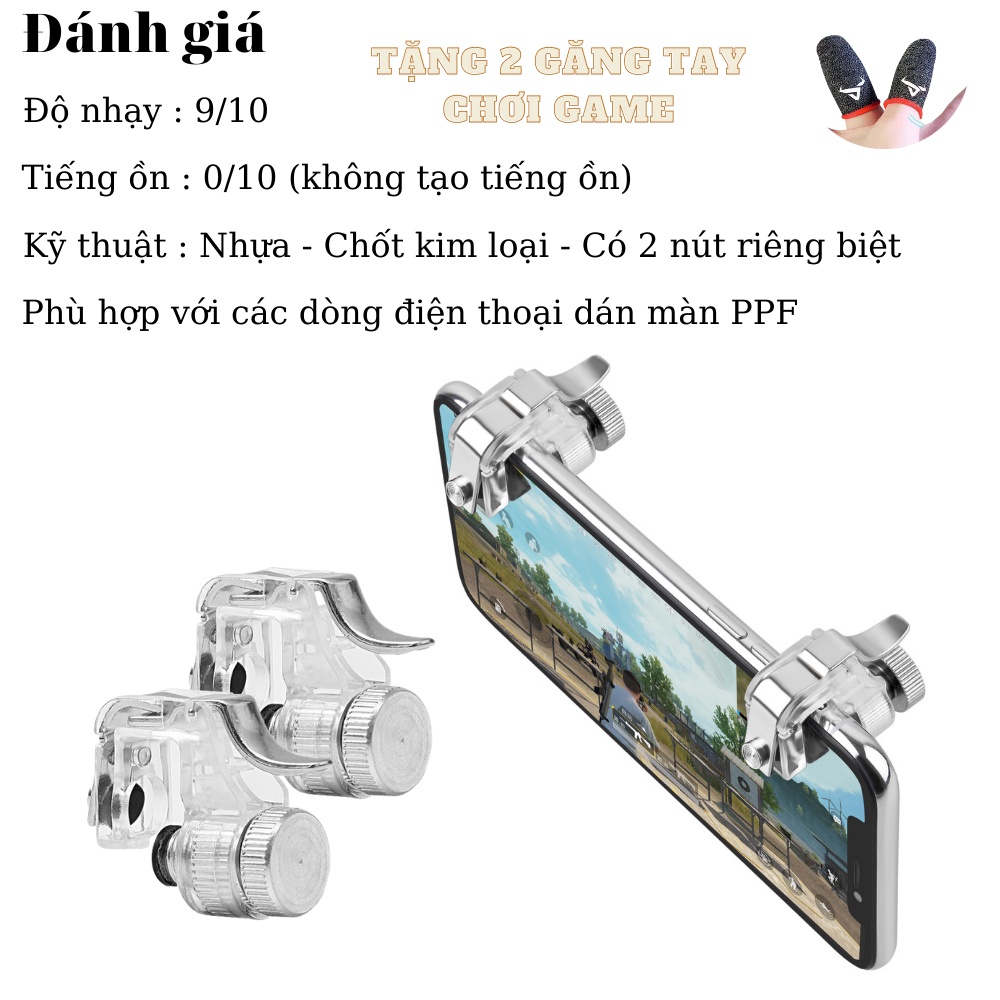 Nút chơi game GADO nút bắn Pubg, Ros, Free Fire, Knight Out hỗ trợ chơi 4 và 6 ngón