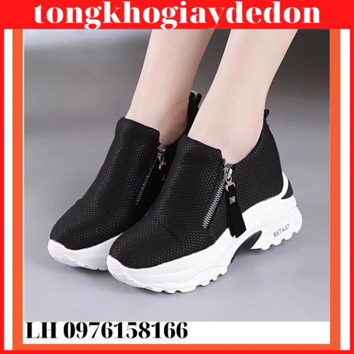 Giầy đế độn tăng chiều cao 10cm khoá kéo siêu nhẹ và êm +Ảnh thật 2022