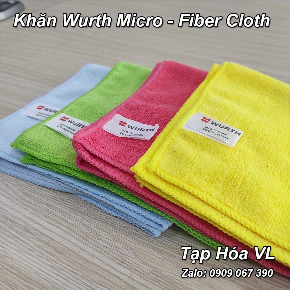 4 Khăn lau xe chuyên dụng chống trầy xước Wurth Micro-Fiber Cloth 40x40cm