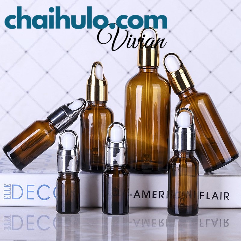 15ml - Lọ Chiết Mỹ Phẩm Lọ Chiết Serum Mini Lọ Đựng Tinh Dầu Lọ Thủy Tinh Màu Nâu/Trong Suốt Nắp Bóp Quai Xách Nhỏ Giọt