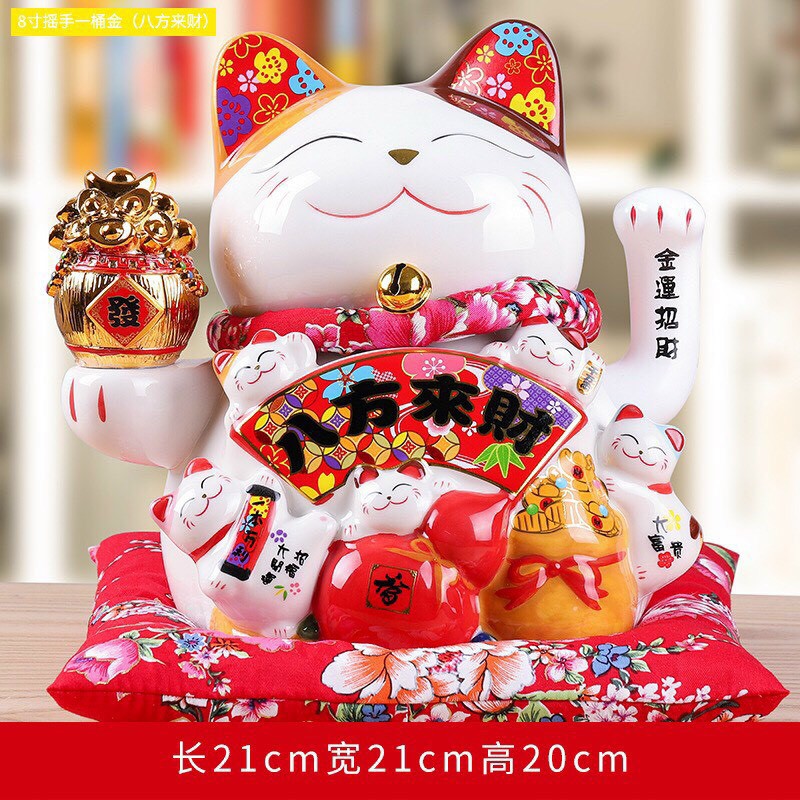 (MẪU MÈO TỔNG HỢP) Mèo thần tài Khai Vận Phát Tài- Ngũ Phúc Lâm Môn cao 20 cm | BigBuy360 - bigbuy360.vn