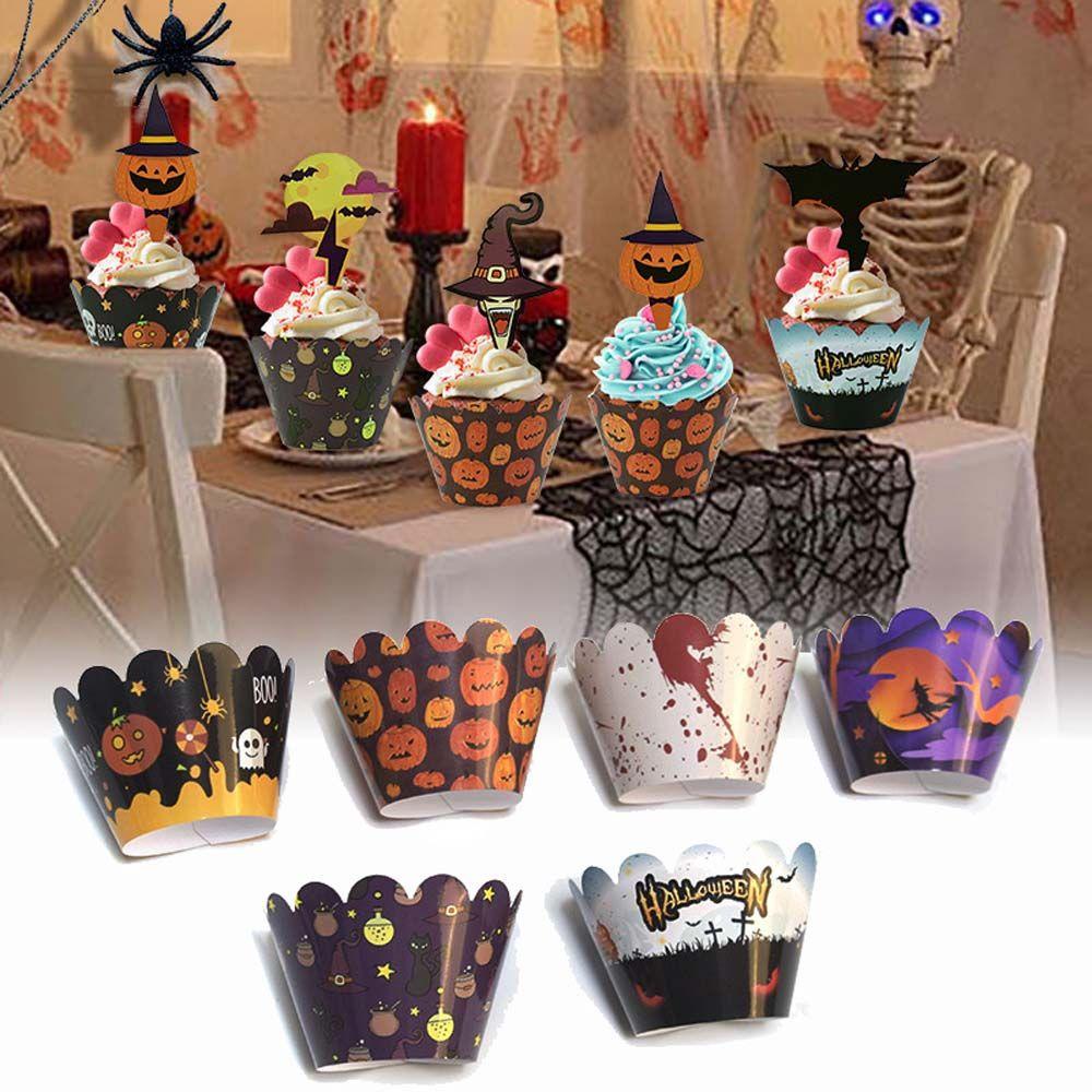 AUGUSTINA Vỏ Bọc Bánh Muffin Hình Dơi / Bí Ngô / Phù Thủy Trang Trí