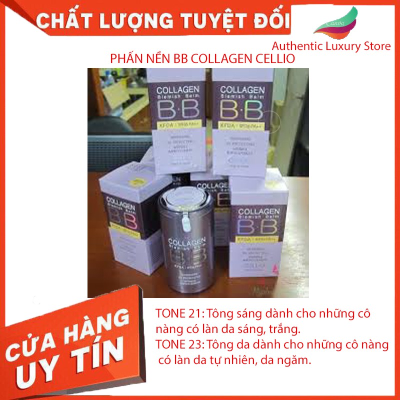 Kem nền Làm Trắng Da/ Ngăn Ngừa Lão Hóa/ Tái Tạo Da BB Collagen Cellio  #authenticluxurystore