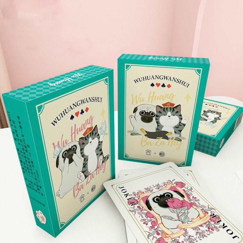 Bộ bài tây 52 lá in hình chó mèo quàng thượng biểu cảm dễ thương, ngộ nghĩnh - Ráp