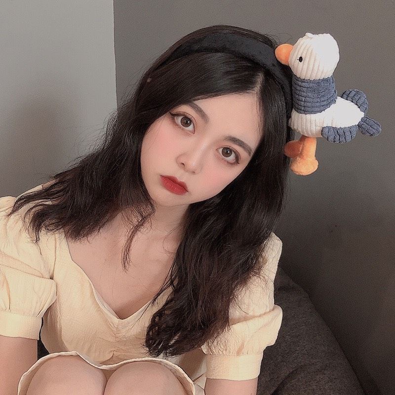 Băng đô cài tóc hình vịt bông siêu yêu phong cách hàn quốc