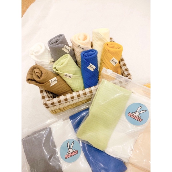 Set 5 khăn xô sợi tre 4 lớp Muslin Tree xuất hàn có móc treo khăn sữa khăn mặt khăn lau khăn tắm kháng khuẩn