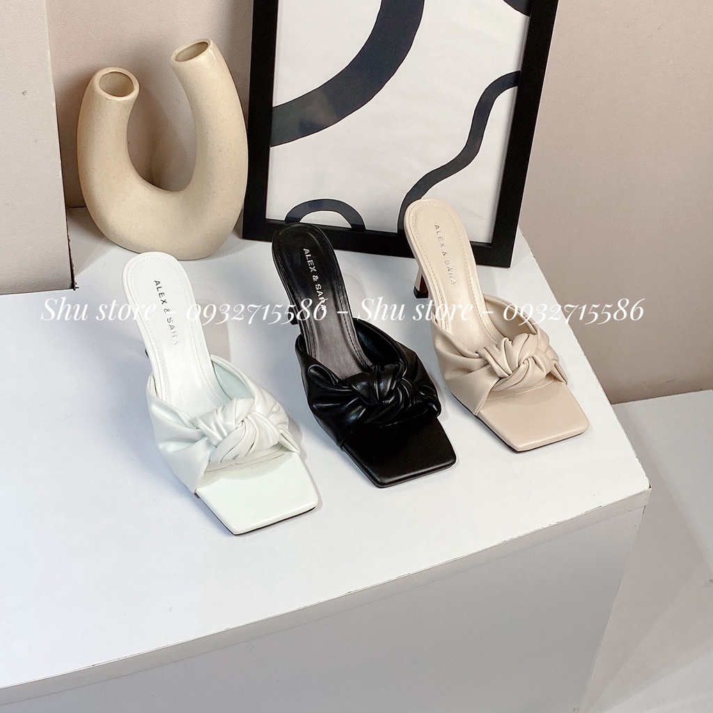 GUỐC NỮ THỜI TRANG SANG TRỌNG SHU STORE - GUỐC MŨI VUÔNG BẢN XOĂN CỘT GIỮA GÓT NHỌN