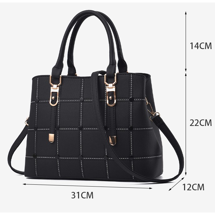 Túi Xách Công Sở Da Mềm Quảng Châu Túi Xách Nữ Họa Tiết Caro Đẹp Size 31cm | BigBuy360 - bigbuy360.vn