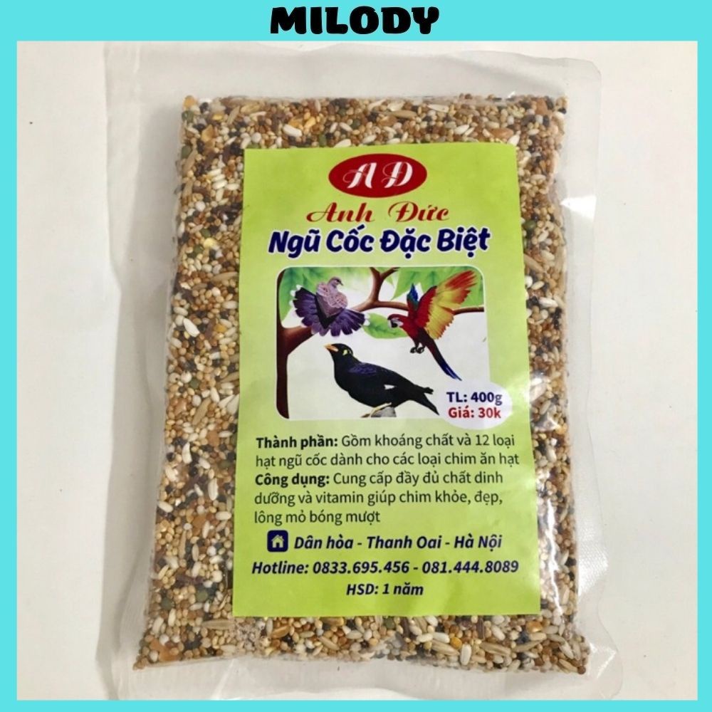 Ngũ cốc đặc biệt Anh Đức cho chim cu gáy, vẹt các loại chim 400gr Phụ kiện Milody