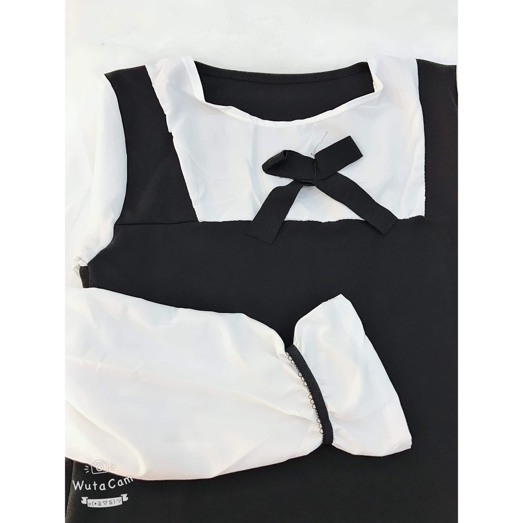 Váy phối sơ mi nơ cổ dễ thương KAN2412 | BigBuy360 - bigbuy360.vn