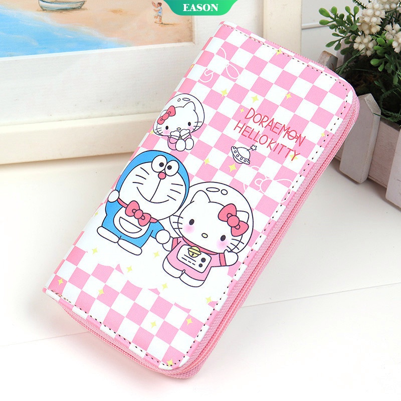 Ví Đựng Tiền Xu Gấp Đôi Họa Tiết Hoạt Hình Sanrio Hello Kitty Dễ Thương Cho Bé Gái