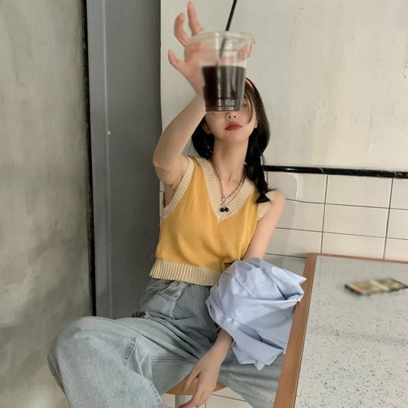 Áo Len Không Tay Cổ Chữ V Thời Trang Dành Cho Nữ