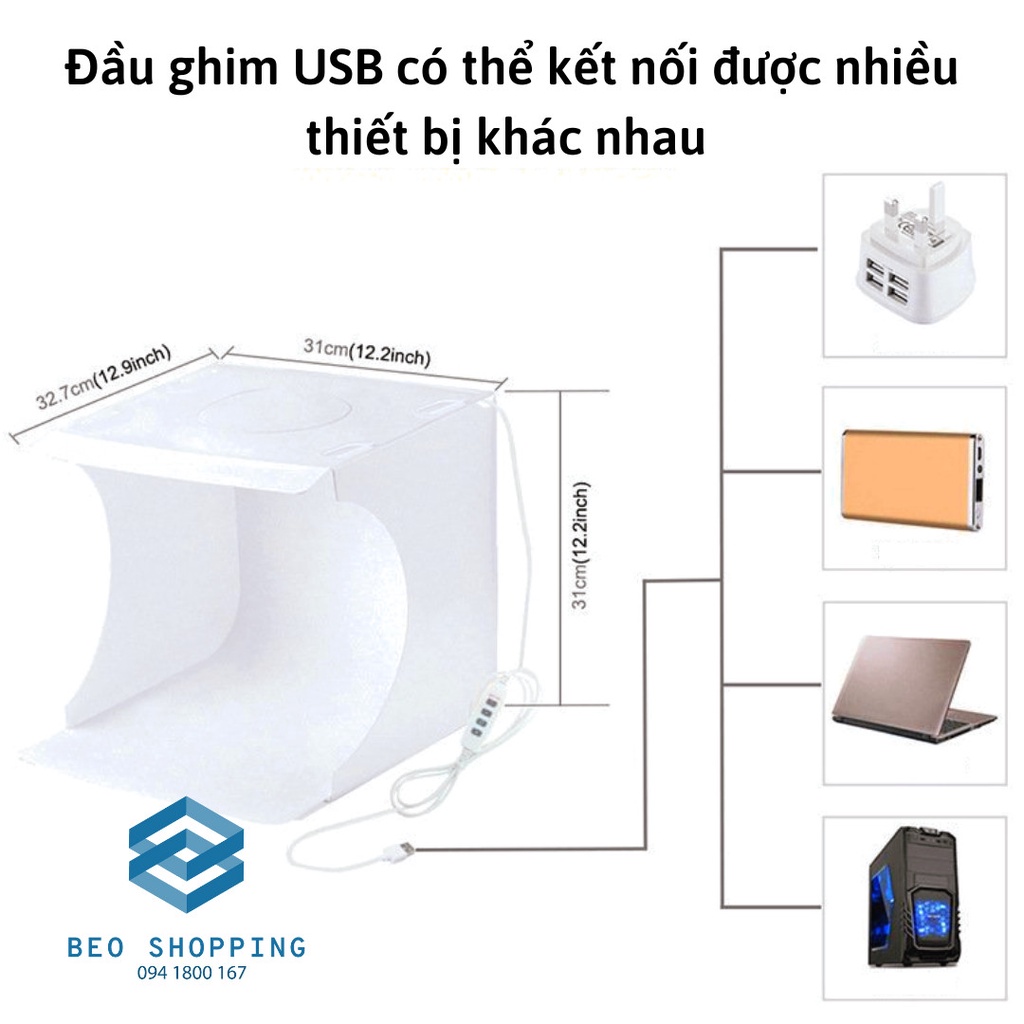 Hộp chụp sản phẩm siêu sáng PULUZ PU5030 30cm 3 màu ánh sáng tặng 6 màu nền