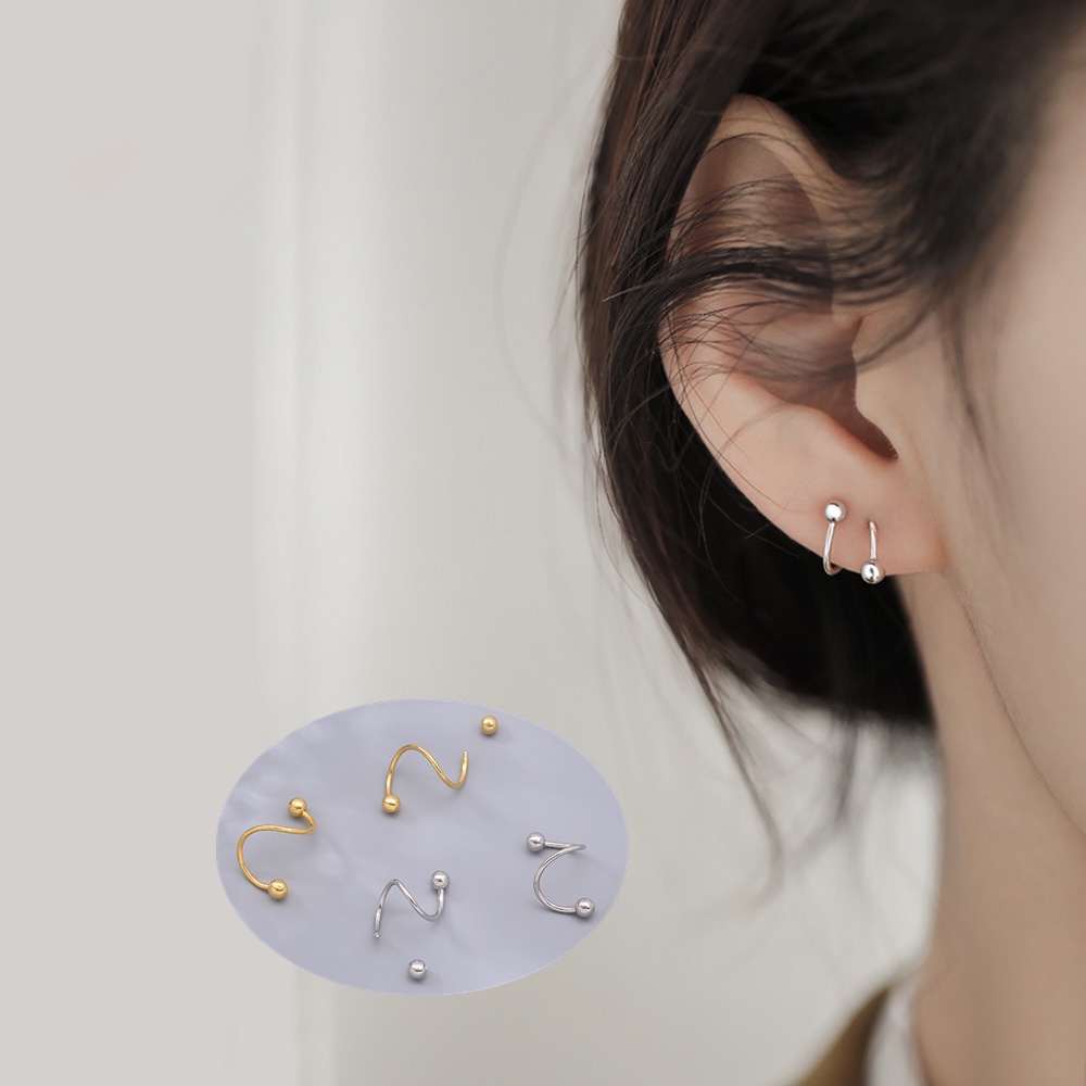 Bông Tai Dạng Xoắn Ốc Bằng Bạc 925 Thiết Kế Đơn Giản Cho Nữ