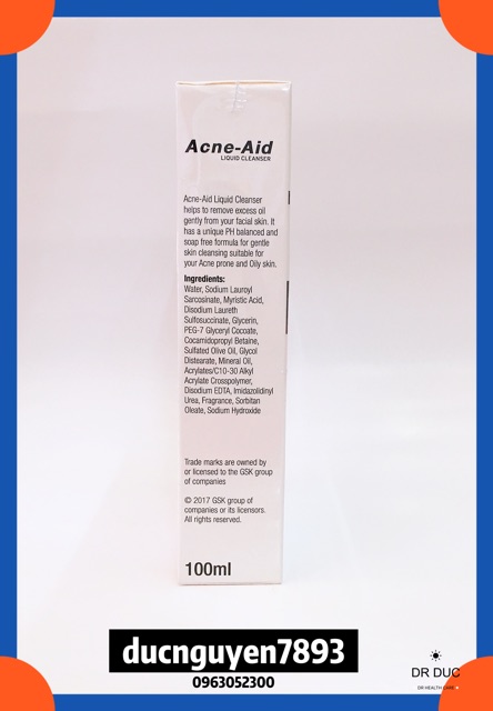 SỮA RỬA MẶT ACNE-AID CLEANSER 100ml DÀNH CHO DA NHỜN MỤN