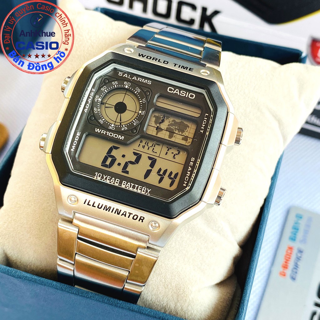 Đồng hồ nam Casio điện tử AE-1200 AE-1200WH-1AV AE-1200WH-1B AE-1200WHB bảo hành 1 n | BigBuy360 - bigbuy360.vn