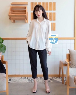 Quần baggy tây hai nút.