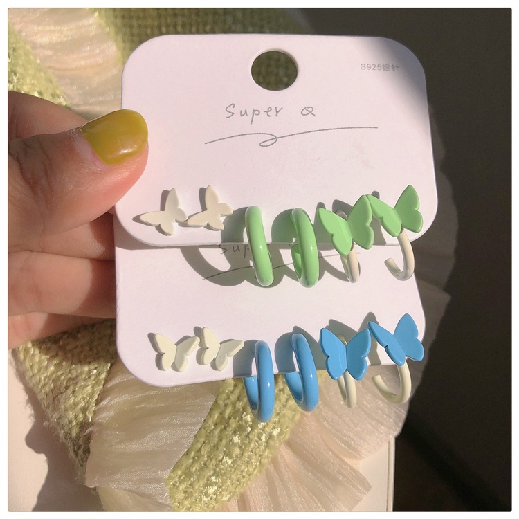 IF ME Bộ 3 Đôi Bông Tai Hình Bướm Dễ Thương Cho Nữ