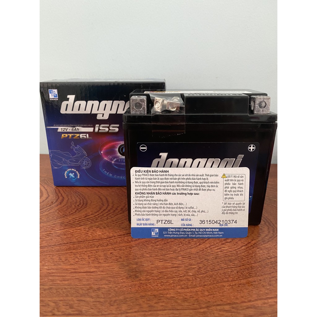 Bình ắc quy 12V Đồng Nai PTZ6L, 12V - 6Ah dùng cho các dòng xe SH Mode, AB 125, Lead 125, SH Việt ...