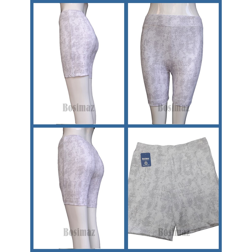 Quần Legging Nữ Bosimaz MS344 đùi không túi màu trắng họa tiết, thun co giãn 4 chiều, vải đẹp dày, thoáng mát. | BigBuy360 - bigbuy360.vn