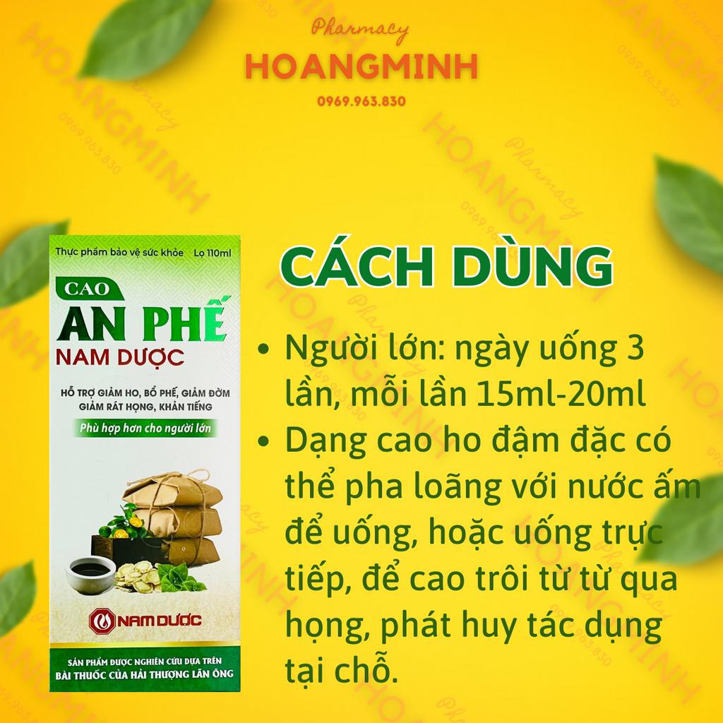 CAO AN PHẾ NAM DƯỢC |Chai 110ml| Cao Thảo Dược Đậm Đặc Hỗ Trợ Giảm Ho, Bổ Phế, Giảm Đờm, Giảm Rát Họng, Khản Tiếng
