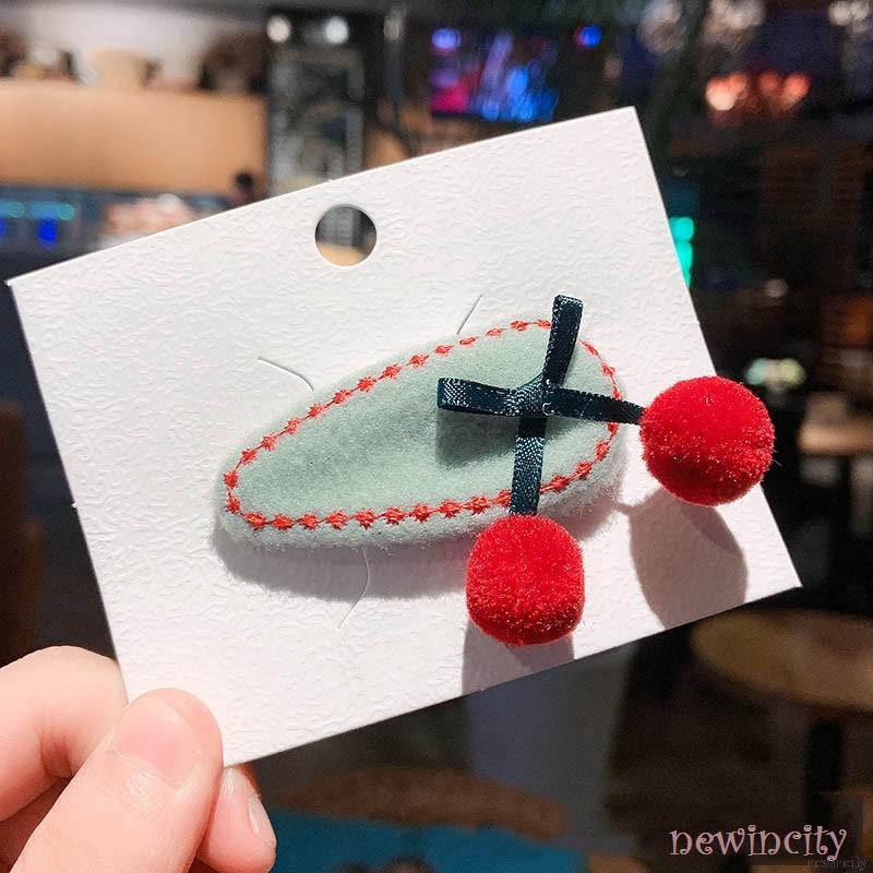 Korean Girls Hairpins Kids Casual Fashion Cute Cherry Durable Air Accessories Barrettes Hairpins