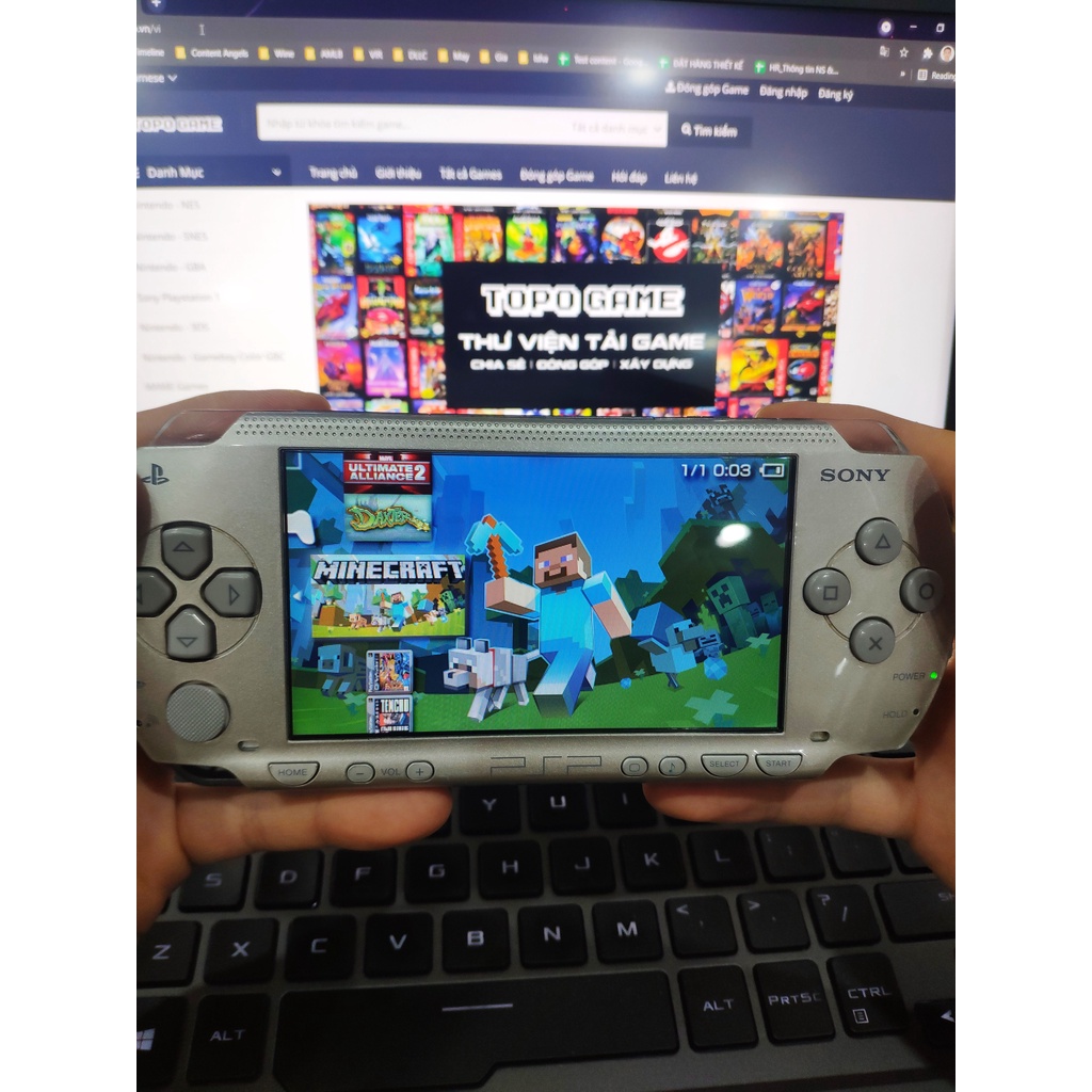 Máy PSP1000 + ( Full game PSP/PS1/GBA/NES/SNES/GAME XÈNG) + Đủ phụ kiện