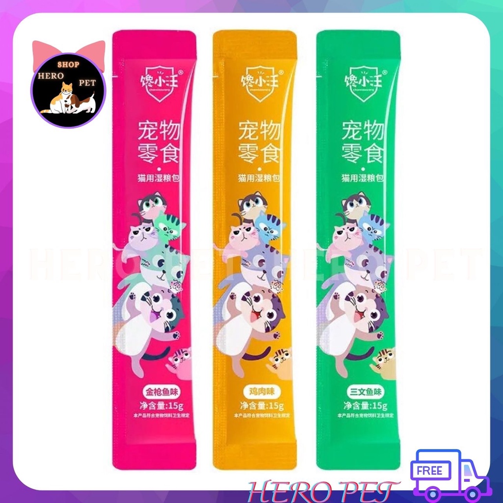 [Mã PET50K giảm Giảm 10% - Tối đa 50K đơn từ 250K] Súp thưởng Xiao Wang thanh 15 gr vị gà, cá ngừ, cá hồi - Hero Pet