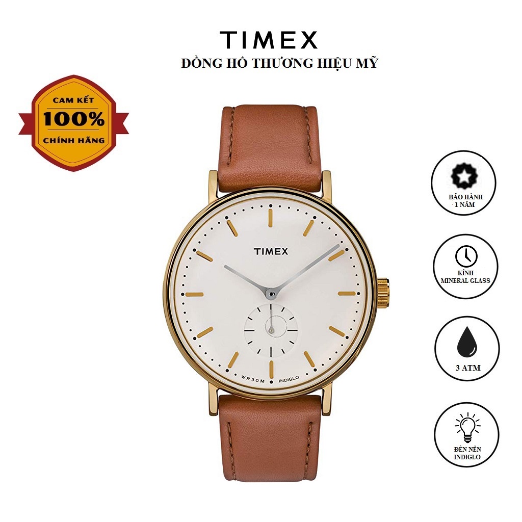 Đồng hồ Nam Timex FAIRFIELD SUB-SECOND - TW2R37900 | TW2R38000 | TW2R38100 Dây Da - Chính Hãng