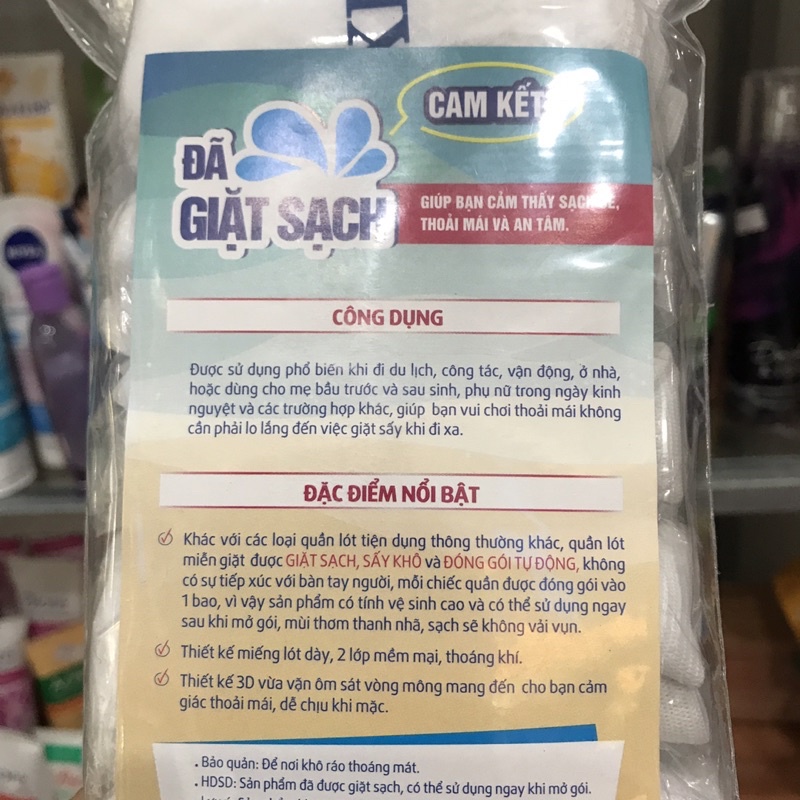 Combo 3 Bich Quần Lót Miễn Giặt Tiện Lợi Travel-Mate Nam Size L,XL(1 Bịch/5 Cái )