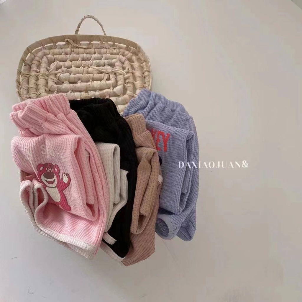 Bộ Áo Thun Tay Ngắn + Quần Short In Họa Tiết Hoạt Hình Phong Cách Hàn Quốc Thời Trang Mùa Hè Cho Bé Gái 48H