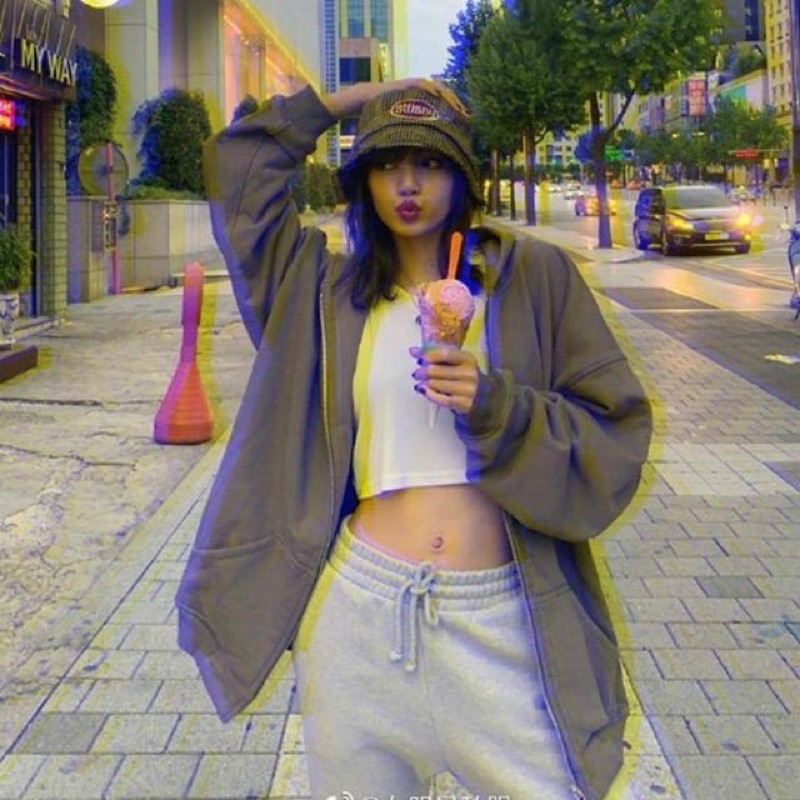 Áo Khoác Nỉ Hoodie Ghi Trơn Nữ [FREESHIP] 🌸 Jacket form rộng tay bồng, sweater mùa đông bánh bèo Ulzzang 🌸 | BigBuy360 - bigbuy360.vn