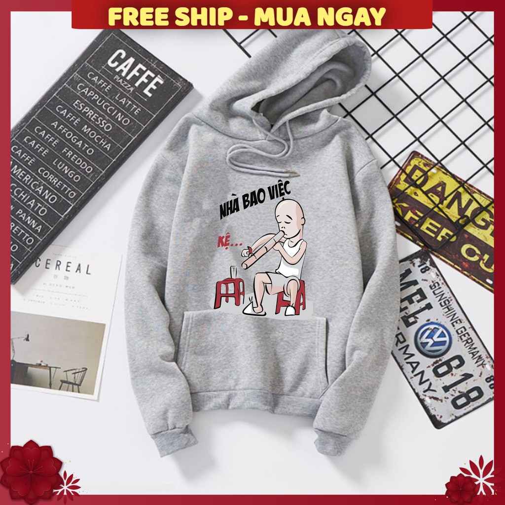 ÁO HOODIE NAM ❤️FREESHIP❤️ áo khoác NAM NỮ VẢI NỈ NHIỀU MÀU ( NHÀ BAO VIỆC )  FREE SIZE DƯỚI 65KG