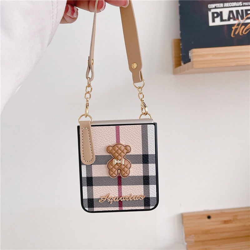 Ốp Điện Thoại Da PU Dạng Túi Xách Hình Gấu Thời Trang Chống Sốc Cho Samsung Galaxy Z Flip 3 5G Flip3 Zflip3 Z Flip3 Z3