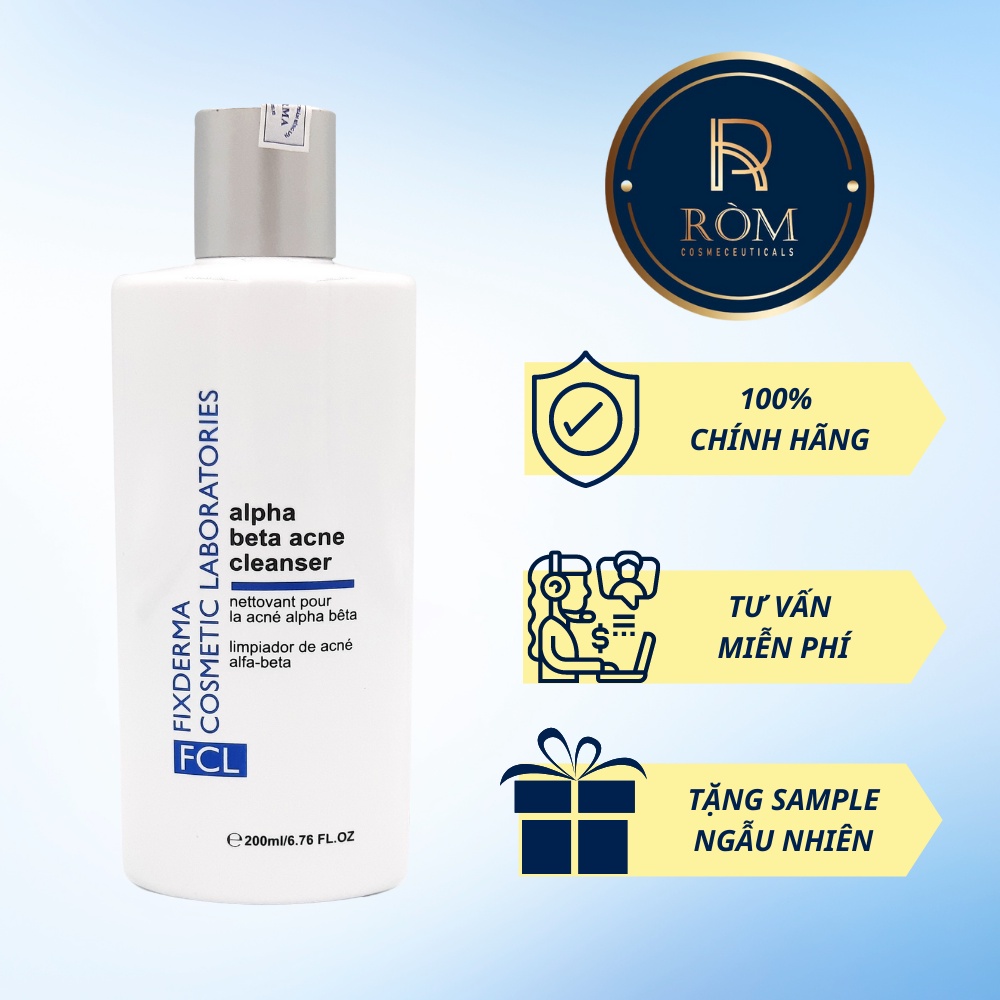 SỮA RỬA MẶT CHO DA DẦU MỤN FIXDERMA FCL ALPHA BETA ACNE CLEANSER 200ml