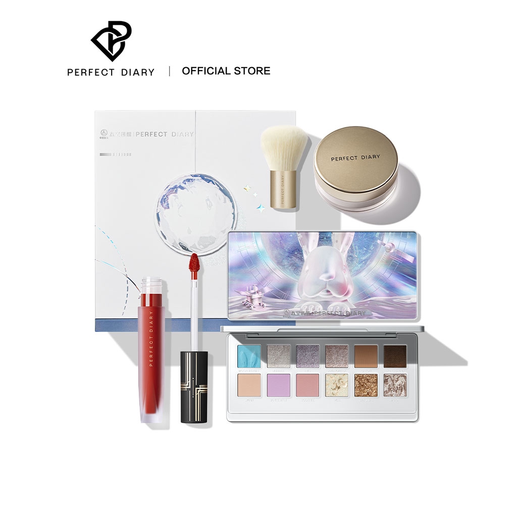 Set Mỹ Phẩm Perfect Diary Chủ Đề Không Gian Vũ Trụ/Bảng Phấn Mắt 12 Màu/Phấn Phủ/Son Môi 1000g | BigBuy360 - bigbuy360.vn