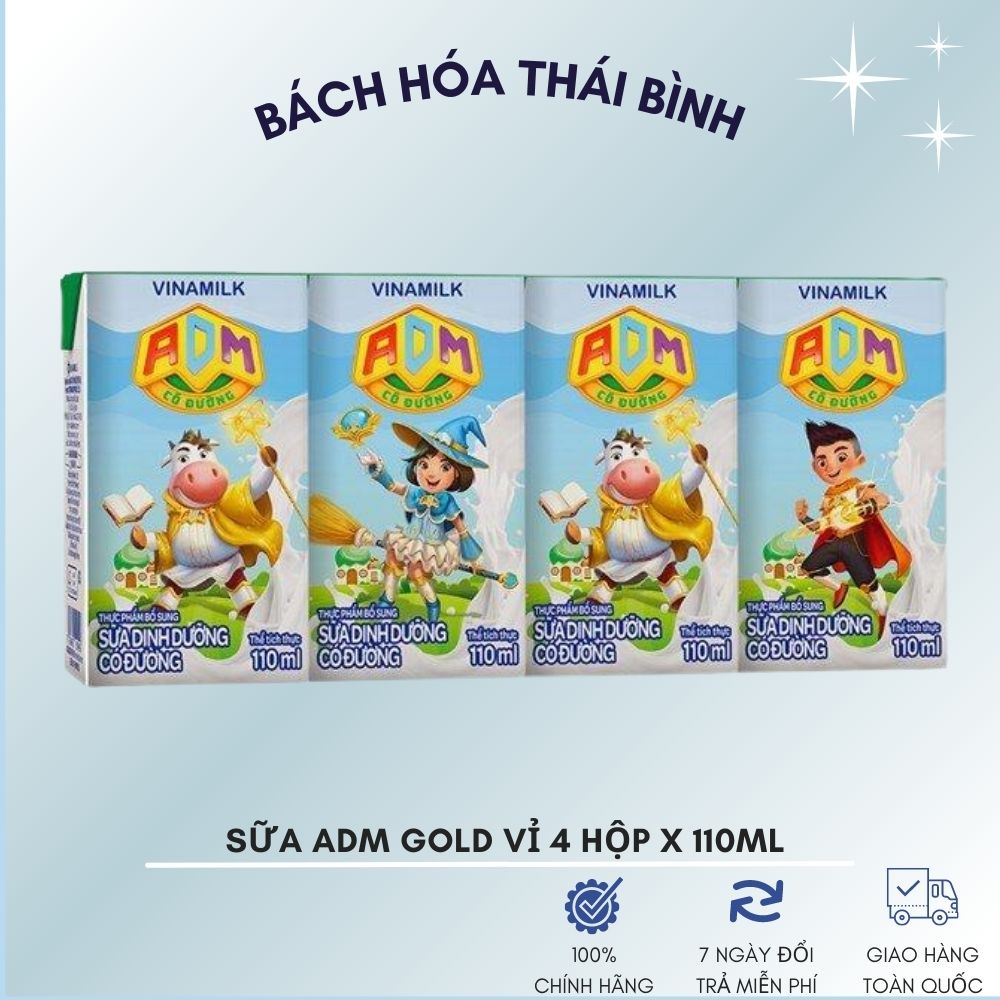 Sữa Dinh Dưỡng ADM Gold Vinamilk Có Đường Lốc 4 hộpx110ml