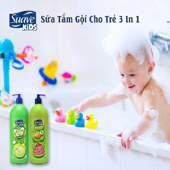 Sữa tắm Suave Kids Wonder 3 in 1 hương trái cây 1,18L sữa tắm gội, xả cho bé