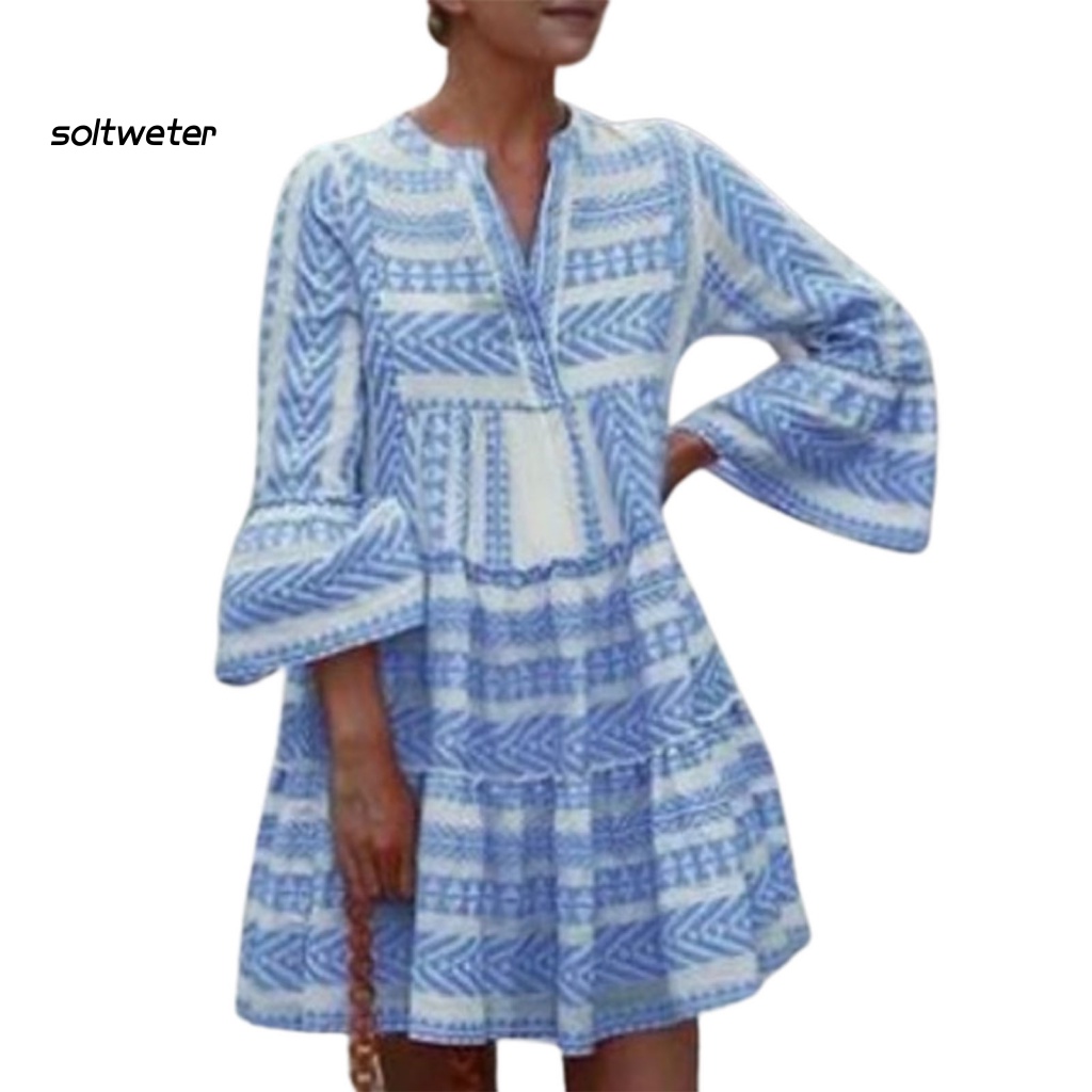 Đầm Chữ A Mini In Họa Tiết Thời Trang Mùa Hè Cho Nữ