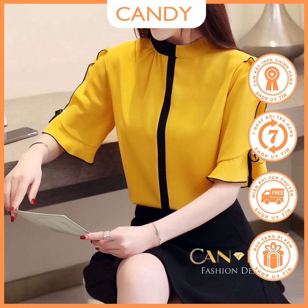 Áo Sơ Mi Nữ Tay Lỡ Nẹp Giữa Tay Cách Điệu Chất Liệu Lụa Cao Cấp Mềm Mát  SM195 - Candy Fashion