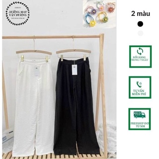 Quần đũi GU bán chun_Quần ống rộng đũi phong cách trẻ trung hiện đại 3 màu Đen, Trắng, Be