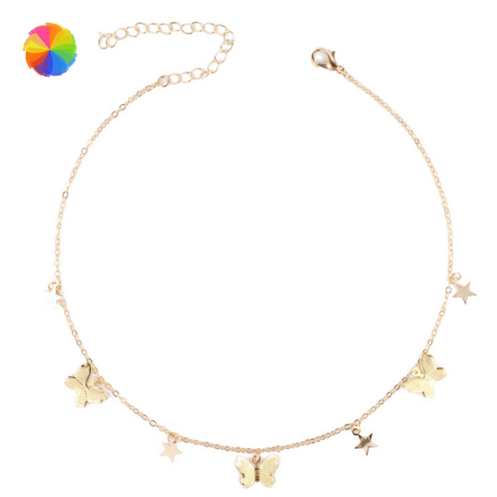 Dây Chuyền Kim Loại Trang Trí Hình Bướm Và Ngôi Sao Xinh Xắn Dành Cho Nữ