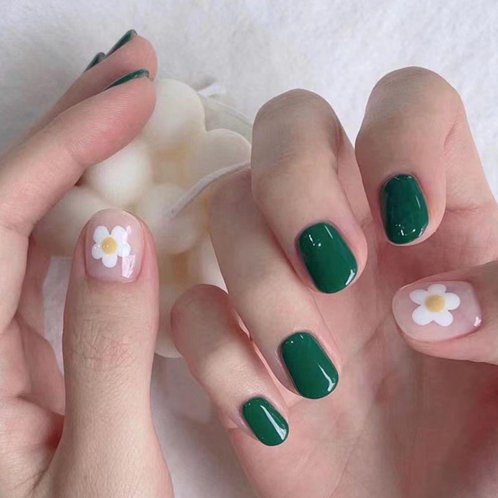 CACTU Hộp 24 Móng Tay Giả Ngắn / Tròn / Vuông Trang Trí Nghệ Thuật