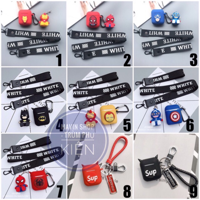 Ốp / Bao / case airpods silicone bảo vệ Logo Marvel và búp bê MS05