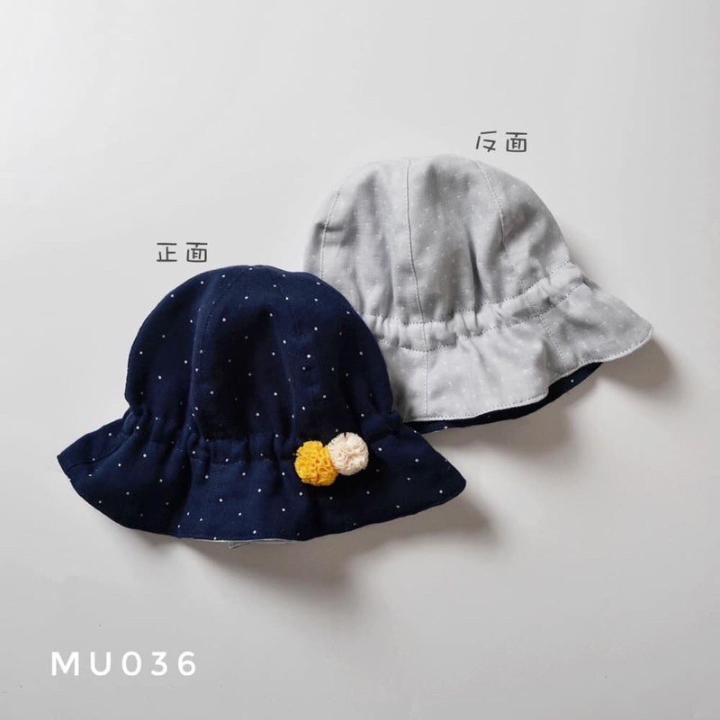 Mũ rộng vành hai mặt bé gái  MU036