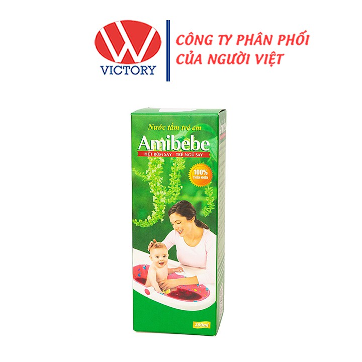 Nước tắm trẻ em Amibebe 250ml - Ngừa rôm sẩy, mụn nhọt, viêm nang lông cho bé - Victory Pharmacy