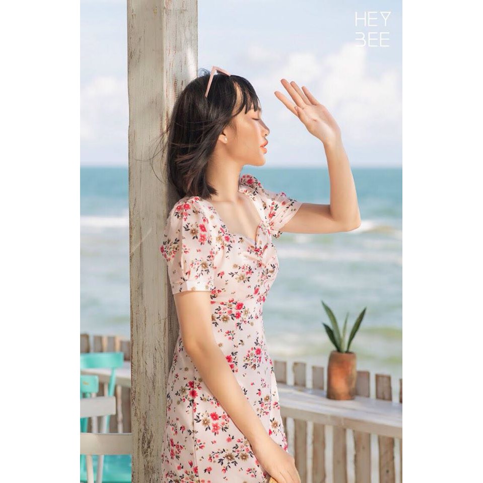 [Mã WABRWA15 giảm 15% đơn 300K] HEYBEE Đầm hoa nhún ngực Alison HT379 | BigBuy360 - bigbuy360.vn